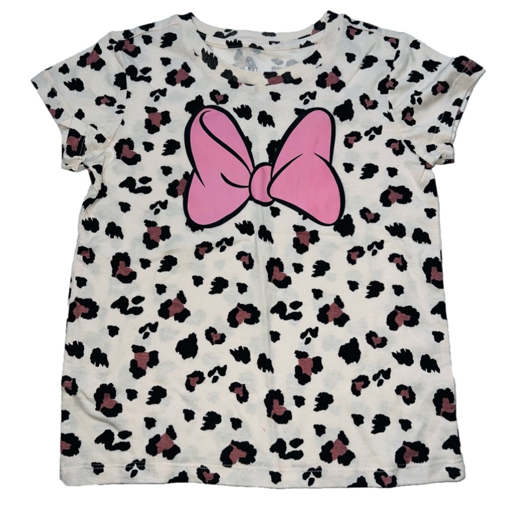 Disney Minnie Mouse Girls Short Sleeve T-Shirts Animal Print Animal Kingdom